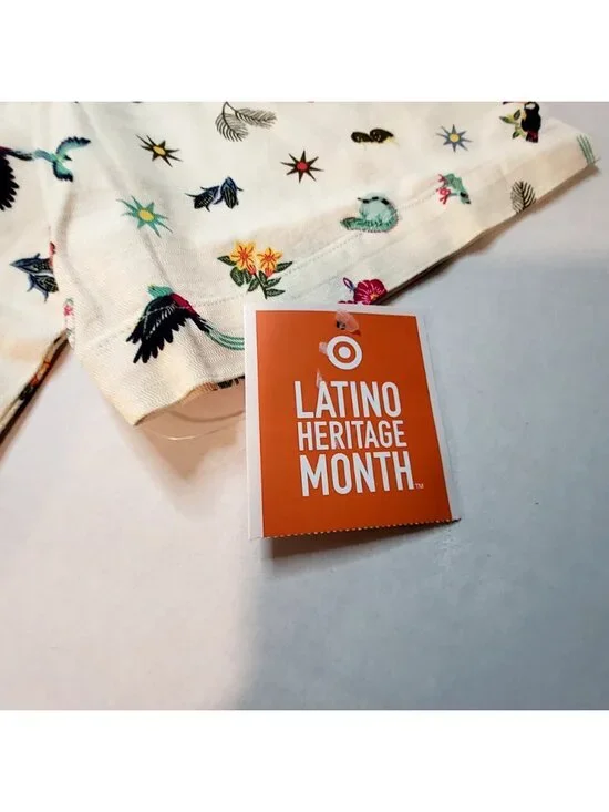 Latino Heritage Month Button-Up Shirt With Colorful Patterns Collared Neckline L - Picture 7 of 7